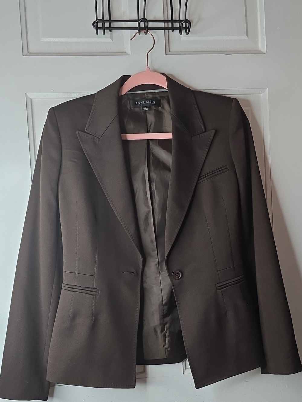 Anne Klein Dark Brown Single-Button Blazer